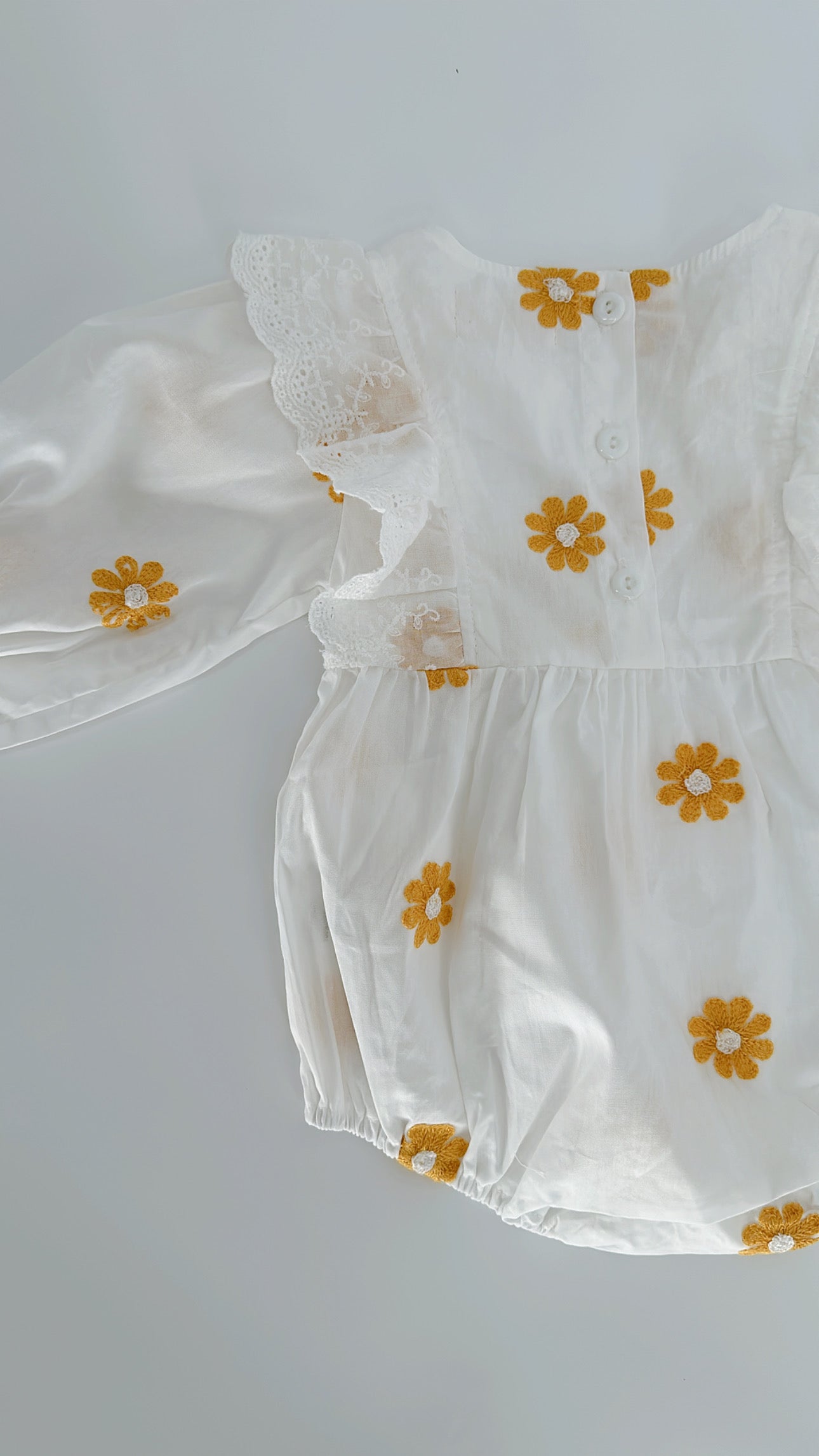 Spring embroidered Daisy cotton romper