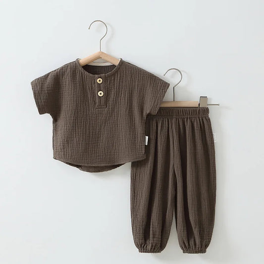 Muslin casual cotton pant set