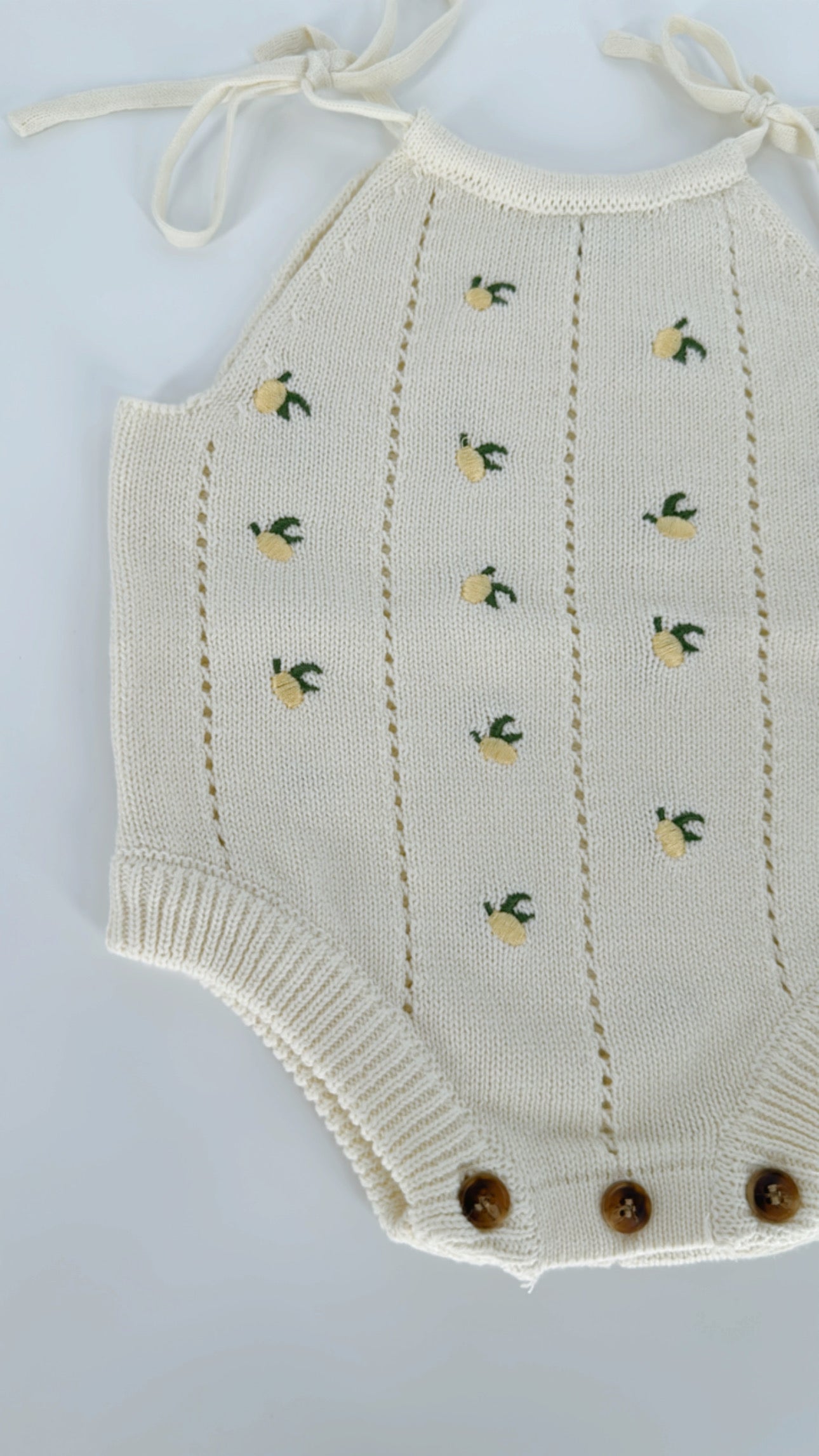 Lemon embroidered knit tank onesie