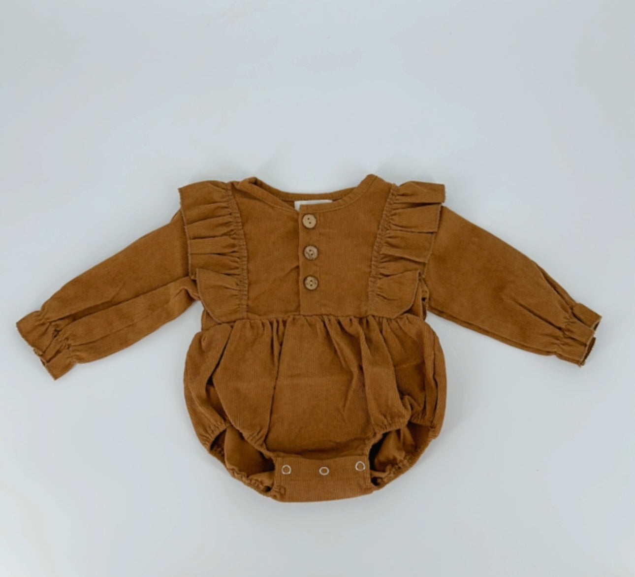 Ruffle corduroy bubble romper