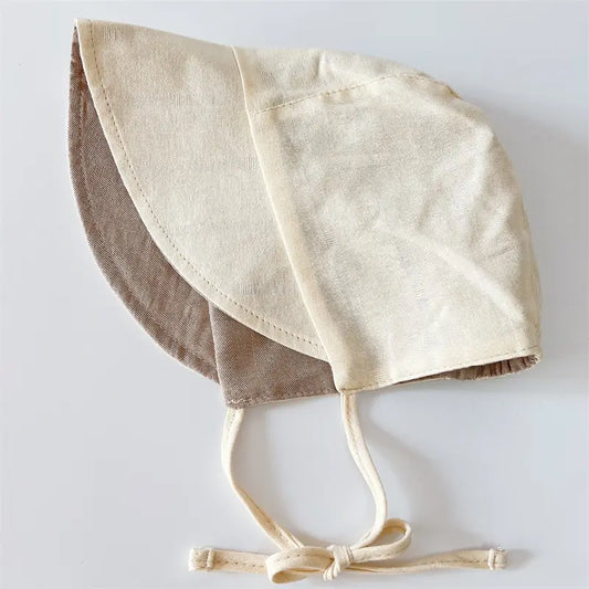 Linen reversible bonnet hat